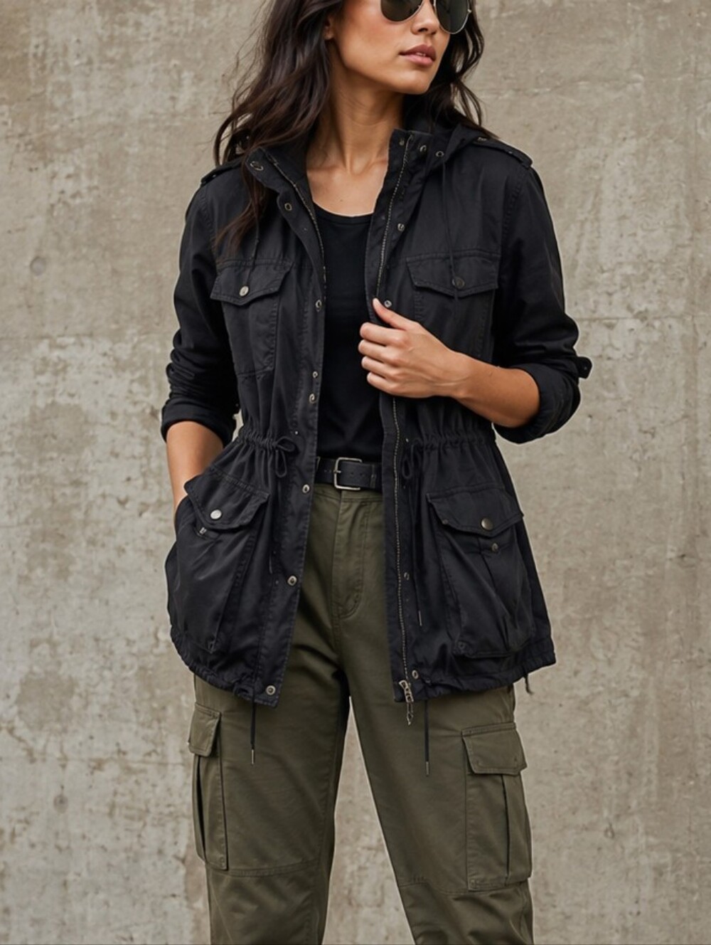 Talula Aritzia Hooded Military Utility Anorak Jacket Size Large
